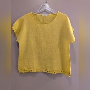 Francesca Bettini Linen Yellow Top S